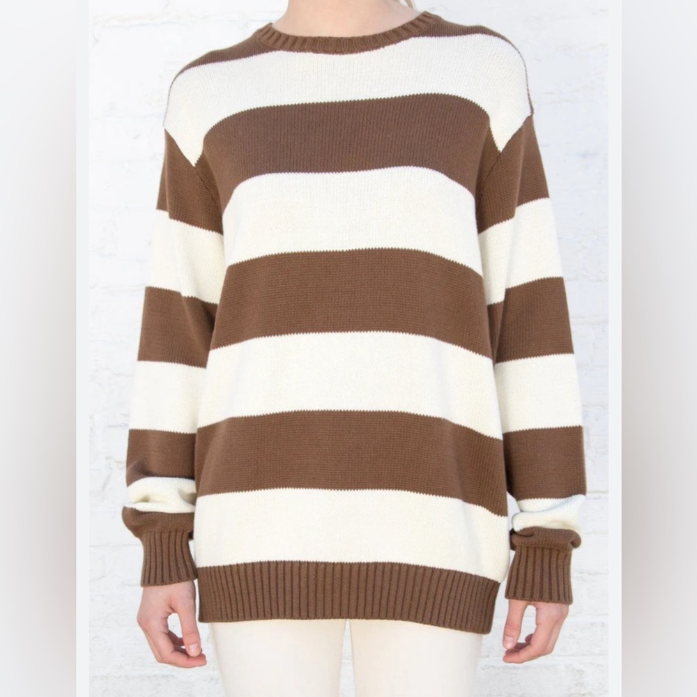 Brown and White trendy stripped sweater!